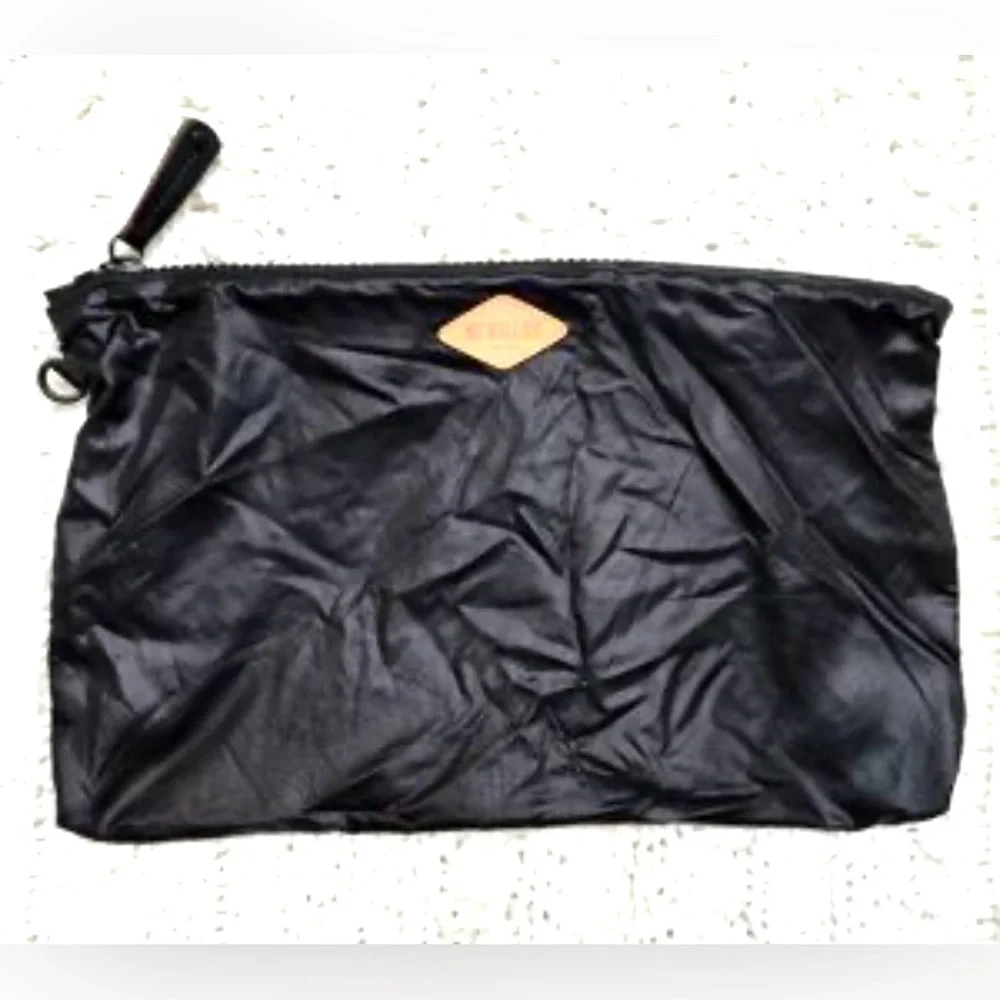 MZ Wallace Black Nylon Logo Zip Cosmetic Bag
